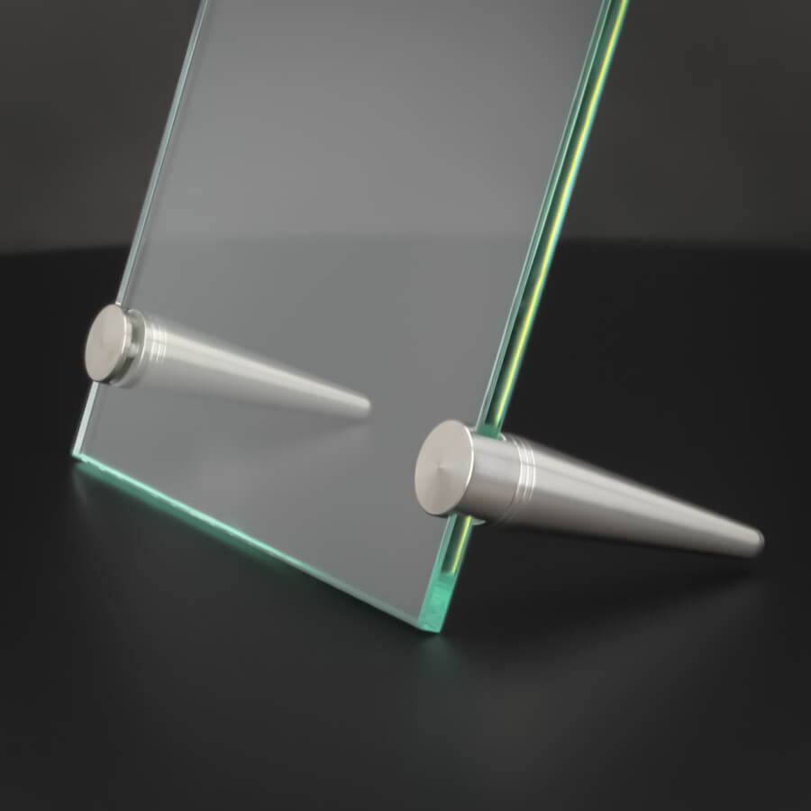 2 Fotoaufsteller Edelstahl für 6mm Glas