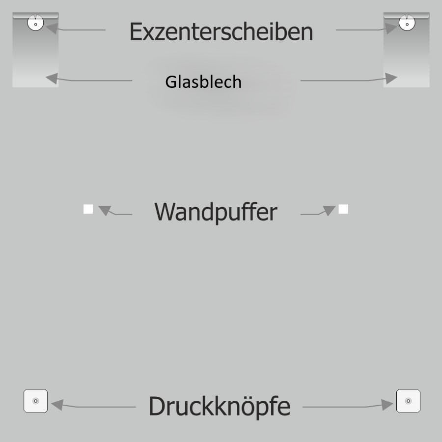 Glasbefestigung 2er Set Wandglashalter bis 24Kg